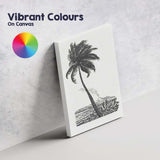 Minimalist Tropical Palm Tree Coastal Landscape Ink Illustration Canvas Wall Art Print Decor Picture Ready to Hang