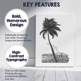 Minimalist Tropical Palm Tree Coastal Landscape Ink Illustration Canvas Wall Art Print Decor Picture Ready to Hang