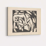 Abstract Monochrome Figurative Woodcut Print Expressionist Artwork Canvas Wall Art Print Decor Picture Ready to Hang