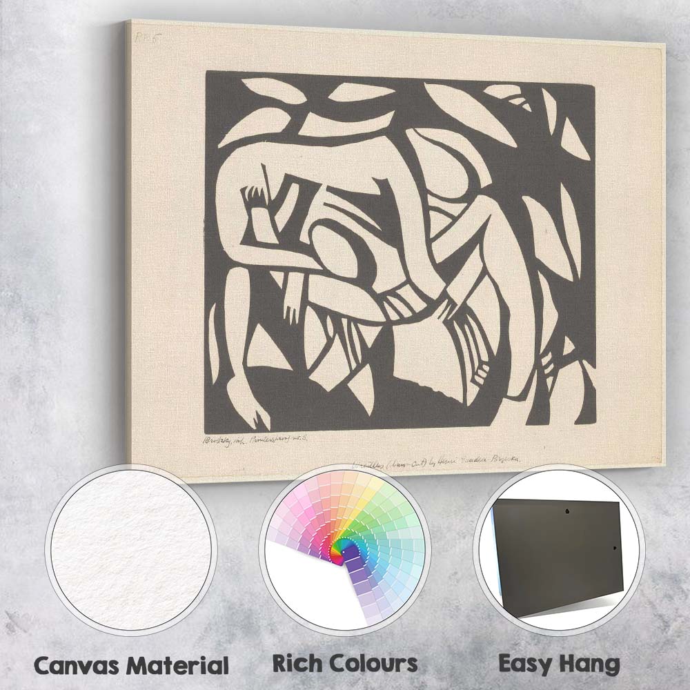 Abstract Monochrome Figurative Woodcut Print Expressionist Artwork Canvas Wall Art Print Decor Picture Ready to Hang
