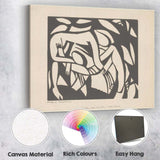 Abstract Monochrome Figurative Woodcut Print Expressionist Artwork Canvas Wall Art Print Decor Picture Ready to Hang