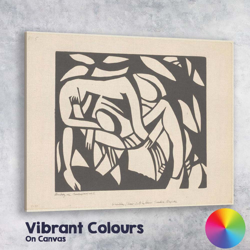 Abstract Monochrome Figurative Woodcut Print Expressionist Artwork Canvas Wall Art Print Decor Picture Ready to Hang