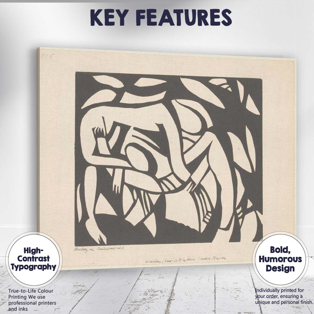 Abstract Monochrome Figurative Woodcut Print Expressionist Artwork Canvas Wall Art Print Decor Picture Ready to Hang