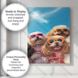 Summer Party Dogs Wearing Colourful Sunglasses Beach Portrait Canvas Wall Art Print Decor Picture Ready to Hang