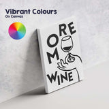 Minimalist More Wine Typography Line Art Illustration Canvas Wall Art Print Decor Picture Ready to Hang