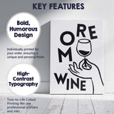 Minimalist More Wine Typography Line Art Illustration Canvas Wall Art Print Decor Picture Ready to Hang