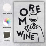 Minimalist More Wine Typography Line Art Illustration Canvas Wall Art Print Decor Picture Ready to Hang