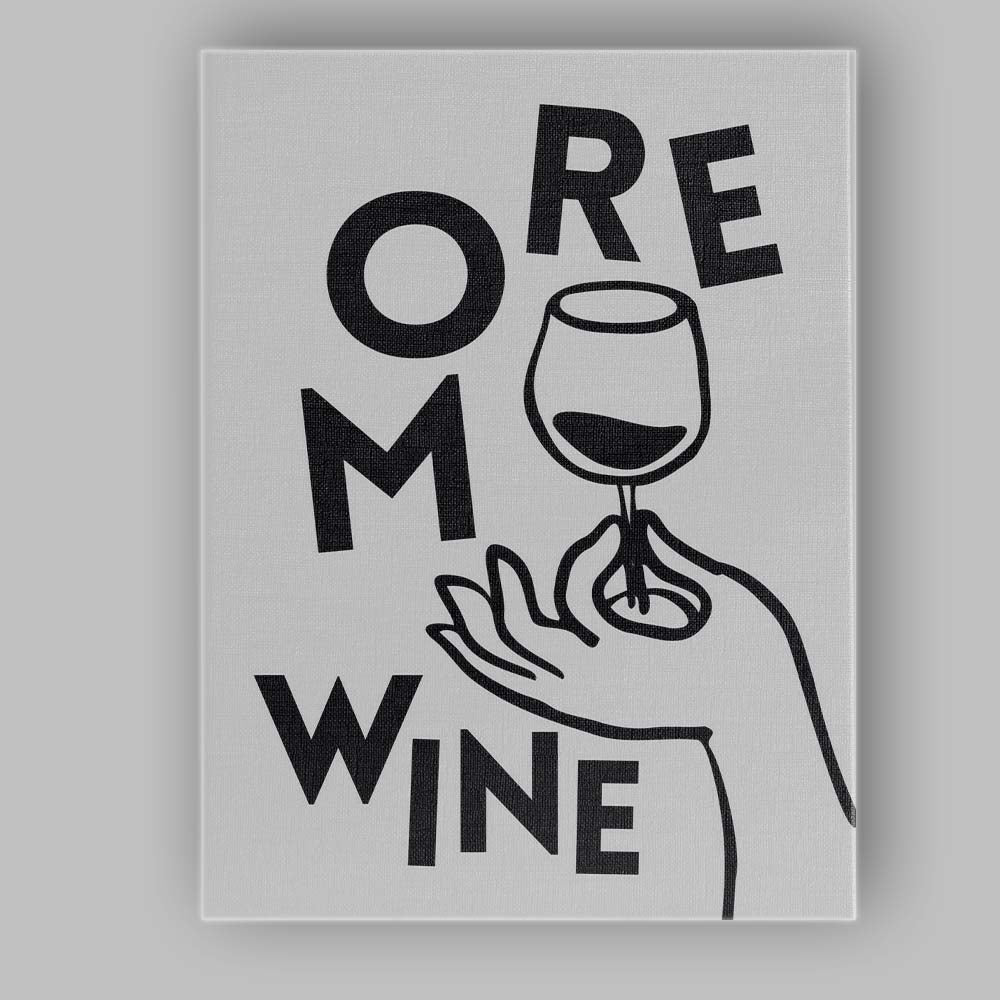 Minimalist More Wine Typography Line Art Illustration Canvas Wall Art Print Decor Picture Ready to Hang
