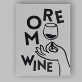 Minimalist More Wine Typography Line Art Illustration Canvas Wall Art Print Decor Picture Ready to Hang