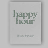 Minimalist Happy Hour Sage Green Typography Quote Canvas Wall Art Print Decor Picture Ready to Hang