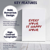 Modern Every Hour Is Happy Hour Burgundy Typography Quote Canvas Wall Art Print Decor Picture Ready to Hang