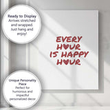 Modern Every Hour Is Happy Hour Burgundy Typography Quote Canvas Wall Art Print Decor Picture Ready to Hang
