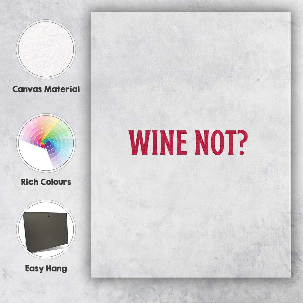 Minimalist Wine Not Burgundy Typography Quote Canvas Wall Art Print Decor Picture Ready to Hang