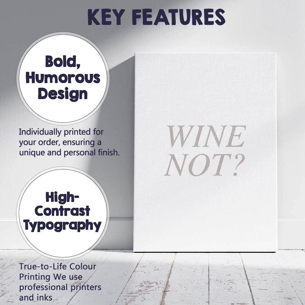 Elegant Neutral Wine Not Serif Typography Quote Canvas Wall Art Print Decor Picture Ready to Hang