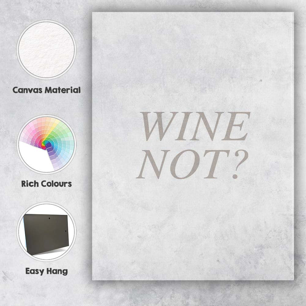 Elegant Neutral Wine Not Serif Typography Quote Canvas Wall Art Print Decor Picture Ready to Hang