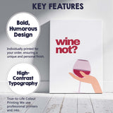 Minimalist Wine Not Red Wine Glass Illustration Typography Canvas Wall Art Print Decor Picture Ready to Hang