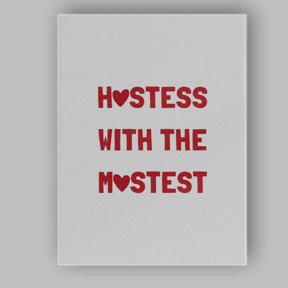 Funny Hostess With The Mostest Red Typography Quote Canvas Wall Art Print Decor Picture Ready to Hang