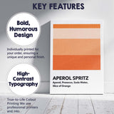 Minimalist Aperol Spritz Cocktail Recipe Colour Block Print Canvas Wall Art Print Decor Picture Ready to Hang