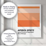 Minimalist Aperol Spritz Cocktail Recipe Colour Block Print Canvas Wall Art Print Decor Picture Ready to Hang