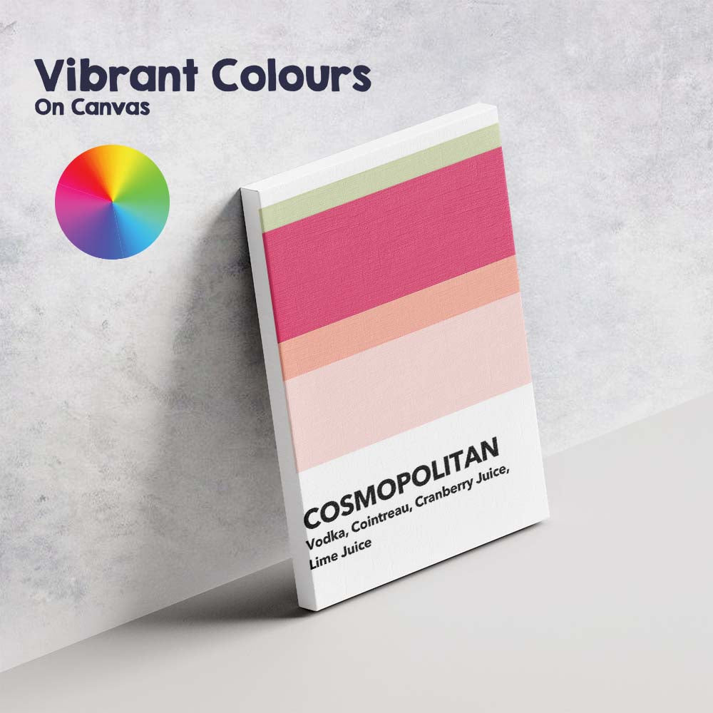 Modern Cosmopolitan Cocktail Recipe Colour Block Kitchen Print Canvas Wall Art Print Decor Picture Ready to Hang