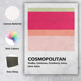 Modern Cosmopolitan Cocktail Recipe Colour Block Kitchen Print Canvas Wall Art Print Decor Picture Ready to Hang
