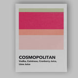 Modern Cosmopolitan Cocktail Recipe Colour Block Kitchen Print Canvas Wall Art Print Decor Picture Ready to Hang