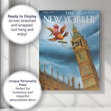 Whimsical London Clock Tower Bird Surreal Illustration Canvas Wall Art Print Decor Picture Ready to Hang