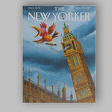 Whimsical London Clock Tower Bird Surreal Illustration Canvas Wall Art Print Decor Picture Ready to Hang
