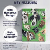 Playful Dogs Looking Up Pet Portrait Illustration Canvas Wall Art Print Decor Picture Ready to Hang