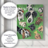Playful Dogs Looking Up Pet Portrait Illustration Canvas Wall Art Print Decor Picture Ready to Hang
