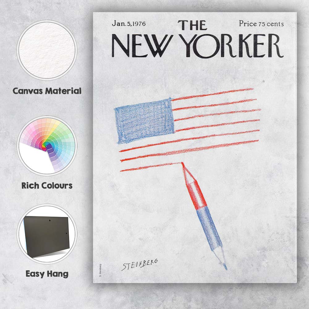 Minimal American Flag Pencil Drawing Illustration Canvas Wall Art Print Decor Picture Ready to Hang