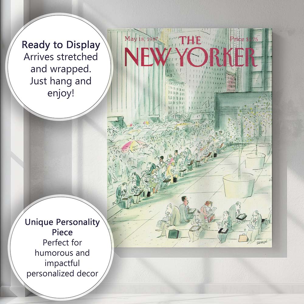 Busy City Plaza Urban Crowd Sketch Illustration Canvas Wall Art Print Decor Picture Ready to Hang