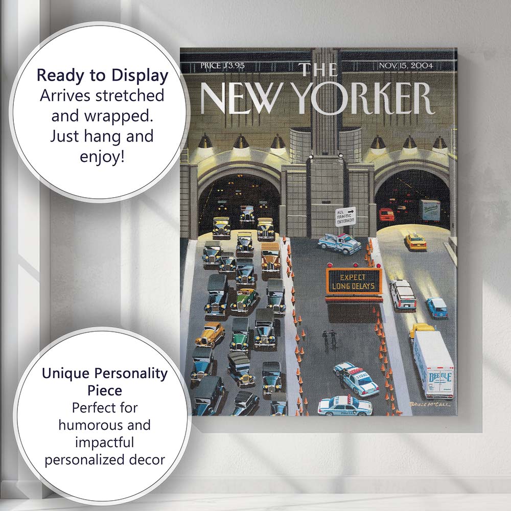 Lincoln Tunnel Traffic Jam City Illustration Canvas Wall Art Print Decor Picture Ready to Hang