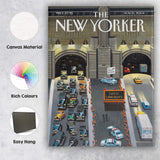 Lincoln Tunnel Traffic Jam City Illustration Canvas Wall Art Print Decor Picture Ready to Hang