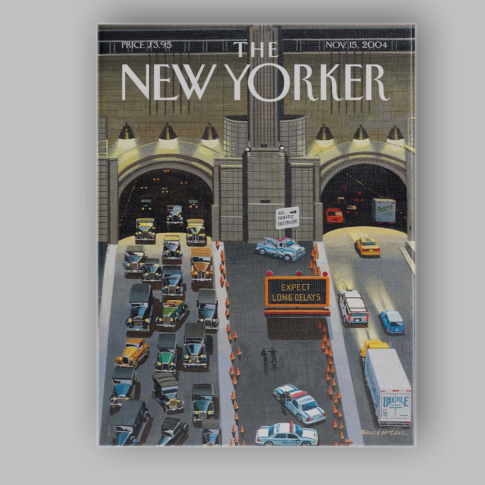 Lincoln Tunnel Traffic Jam City Illustration Canvas Wall Art Print Decor Picture Ready to Hang