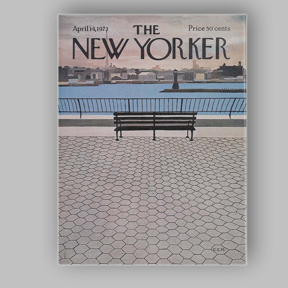 Waterfront Bench City Skyline Illustration Canvas Wall Art Print Decor Picture Ready to Hang