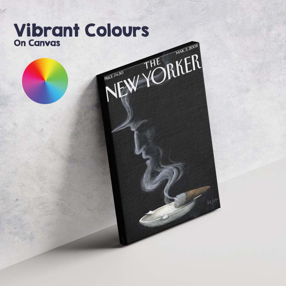 Dark Smoke Face Cigar Abstract Illustration Canvas Wall Art Print Decor Picture Ready to Hang