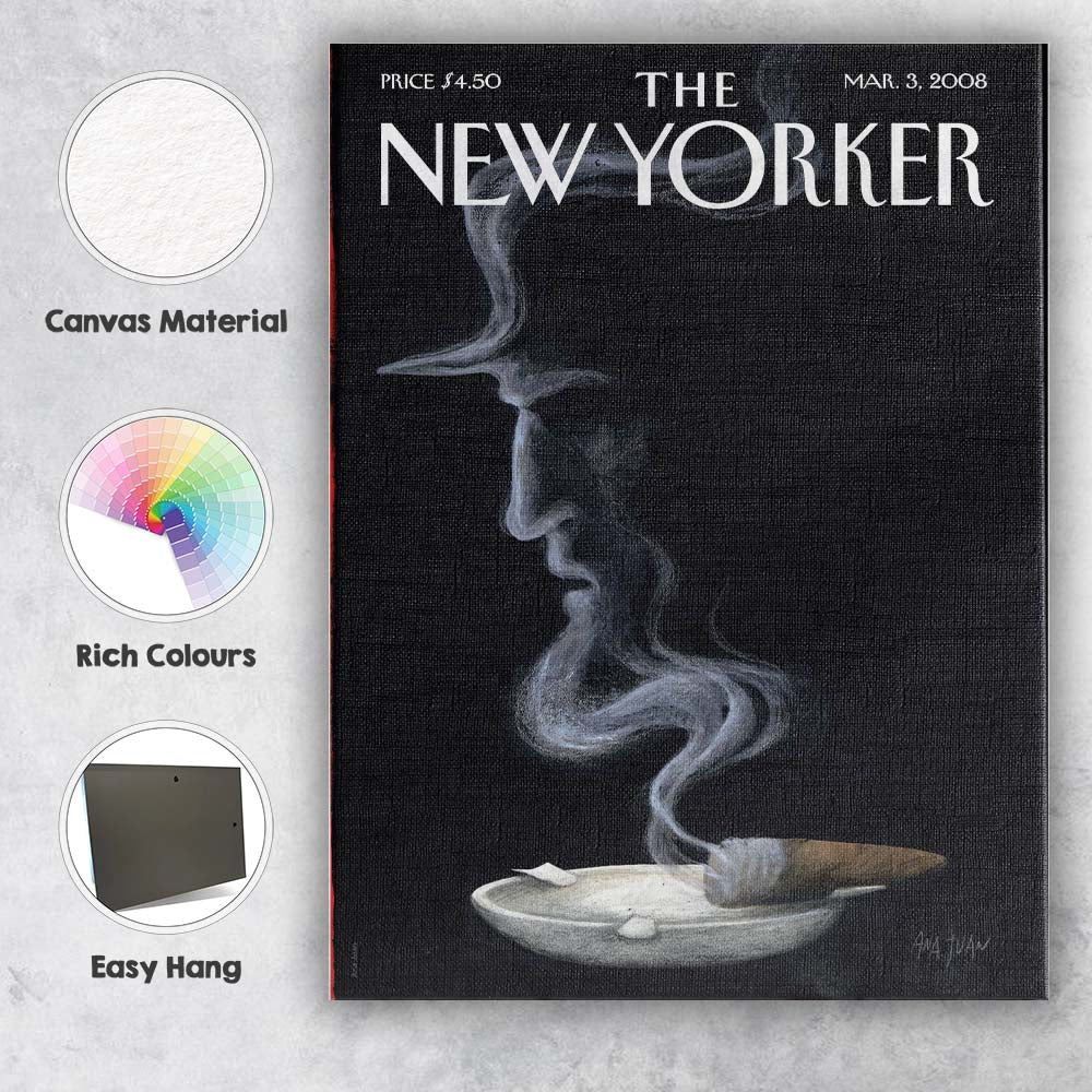 Dark Smoke Face Cigar Abstract Illustration Canvas Wall Art Print Decor Picture Ready to Hang
