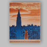 Orange Cat Watching City Skyline Sunset Illustration Canvas Wall Art Print Decor Picture Ready to Hang