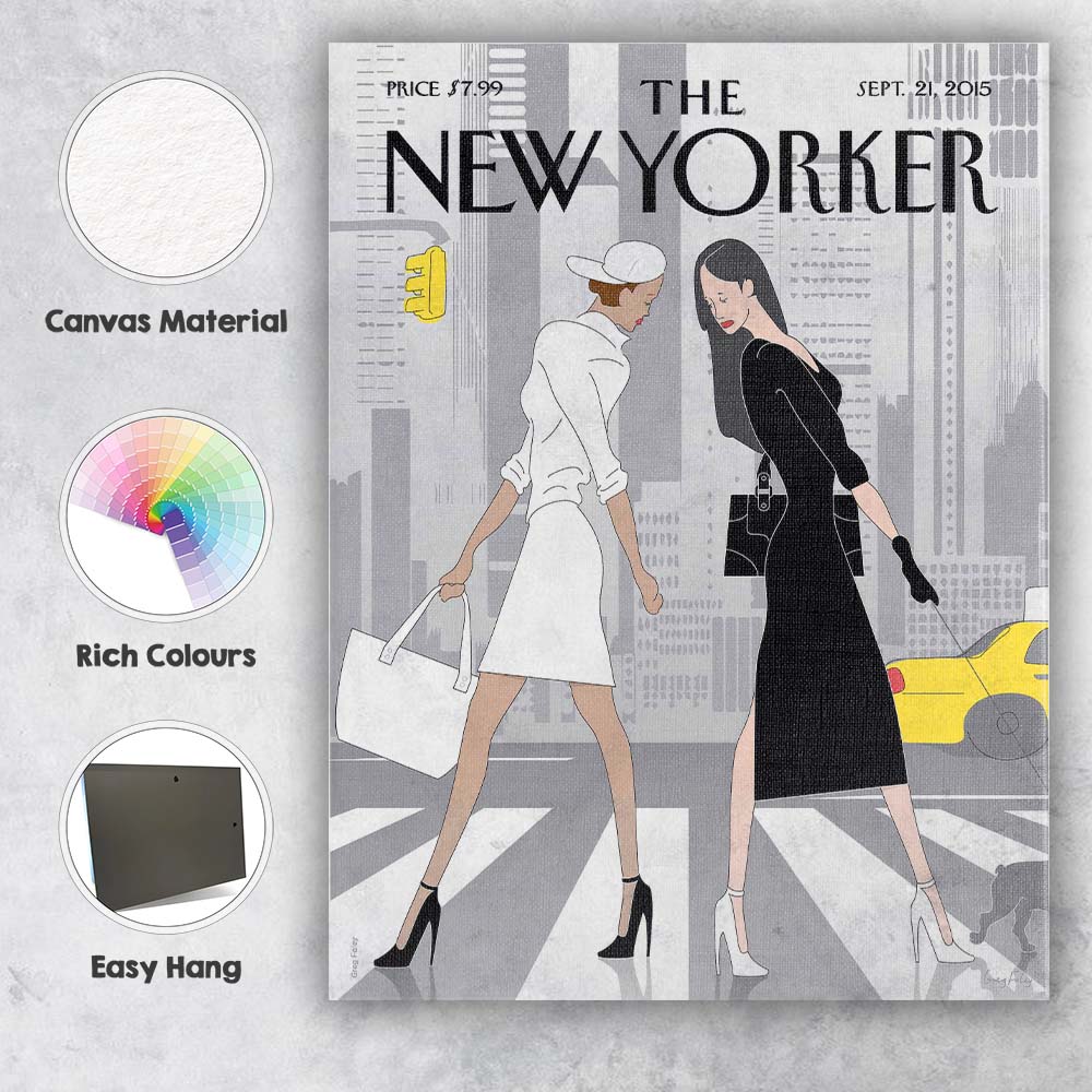 Fashion Women City Street Illustration Canvas Wall Art Print Decor Picture Ready to Hang