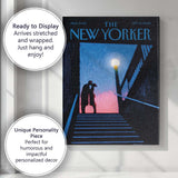 Rainy Subway Stairs Couple Silhouette Canvas Wall Art Print Decor Picture Ready to Hang