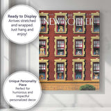 Dogs In Apartment Windows Pattern Canvas Wall Art Print Decor Picture Ready to Hang
