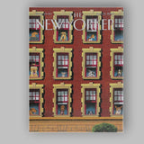 Dogs In Apartment Windows Pattern Canvas Wall Art Print Decor Picture Ready to Hang