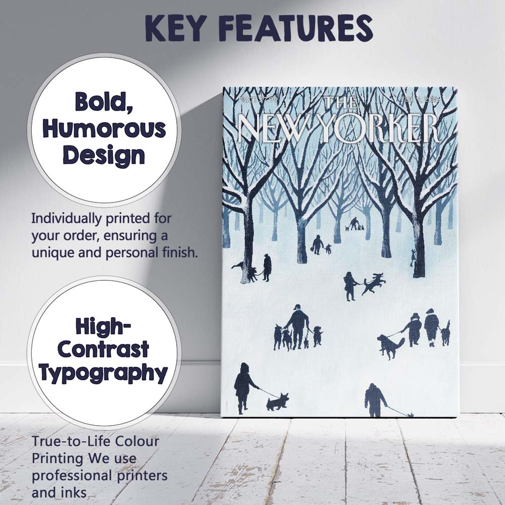 Snowy Park Dog Walking Silhouette Canvas Wall Art Print Decor Picture Ready to Hang