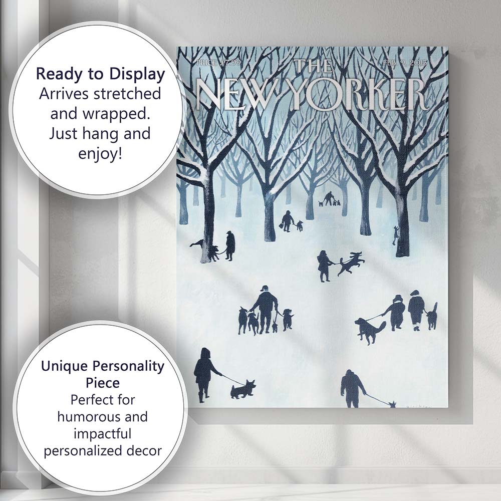 Snowy Park Dog Walking Silhouette Canvas Wall Art Print Decor Picture Ready to Hang