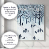 Snowy Park Dog Walking Silhouette Canvas Wall Art Print Decor Picture Ready to Hang