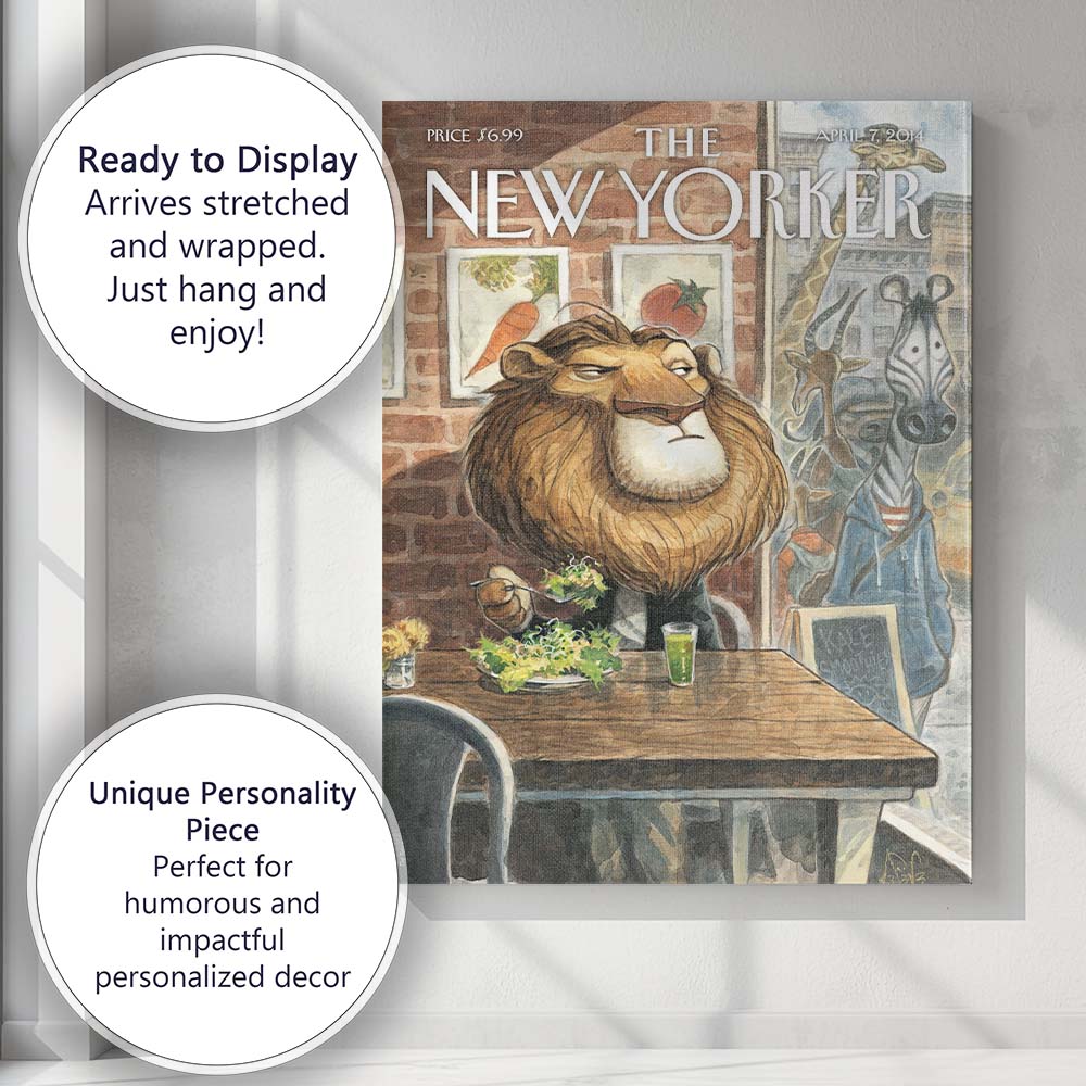 Lion Cafe Animal Character Watercolour Canvas Wall Art Print Decor Picture Ready to Hang