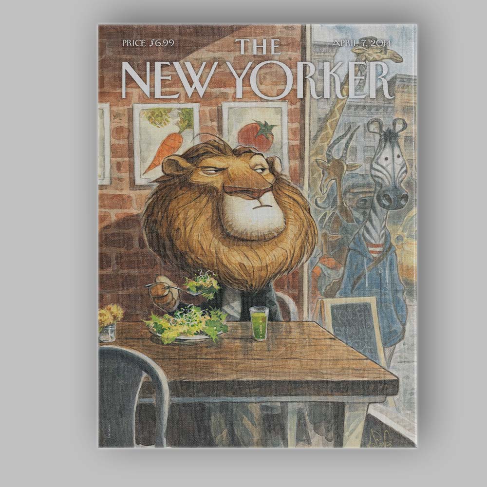 Lion Cafe Animal Character Watercolour Canvas Wall Art Print Decor Picture Ready to Hang