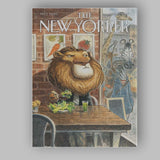 Lion Cafe Animal Character Watercolour Canvas Wall Art Print Decor Picture Ready to Hang