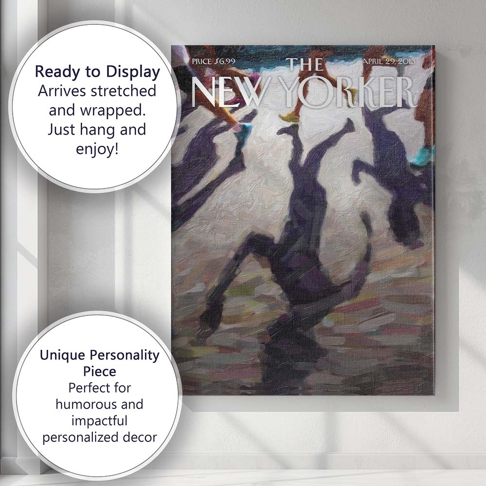 Rainy Dog Walker Shadow Painting Canvas Wall Art Print Decor Picture Ready to Hang